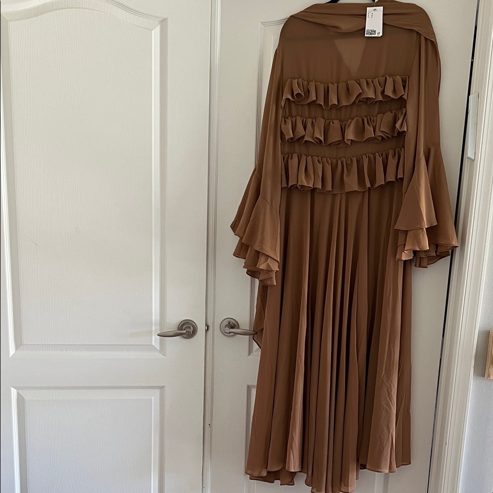 H&M Brown Maxi Dress with Ruffle Details